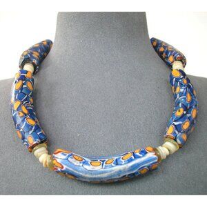 Venetian Milefiori 2" African Trade Beads 14"